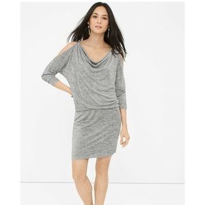 Grey Embellished Coldshoulder Silver Jersey White House Black Market Dress